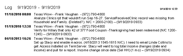 Access Log for lawn maintenance Plano Dallas TX