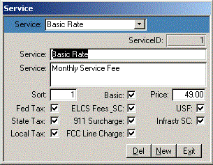 MS Access Service form for Phone Service Sales Database in Dallas Collin TX