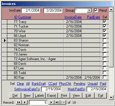 Invoices form