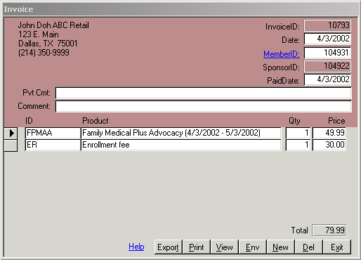 MS Access Invoice Form for MLM sales in Allen, McKinney Frisco Allen Texas