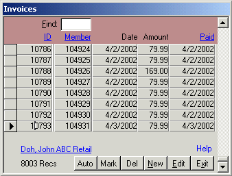 Microsoft Access Find Invoice Form for multi-level marketing sales