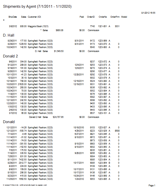 Clothing Wholesaler Inventory Database Report form