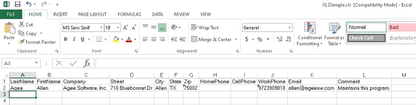Import contacts to Access from Excel