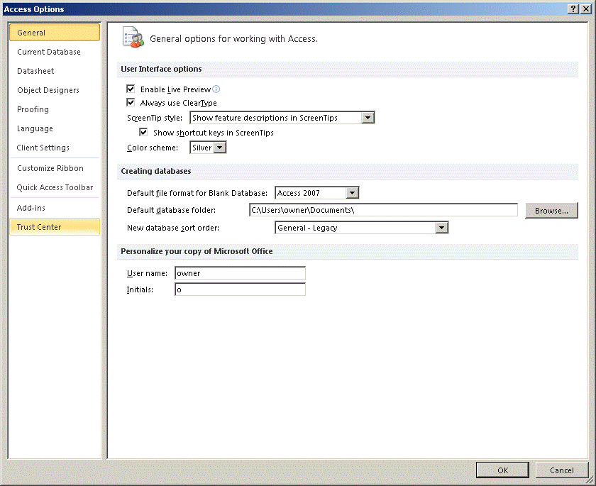 Turn Off Access 2007 Or 2010 Macro Security